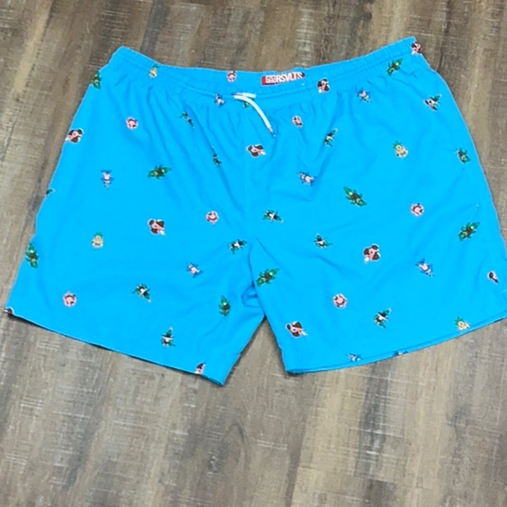 Blue Swim Shorts with Pattern
